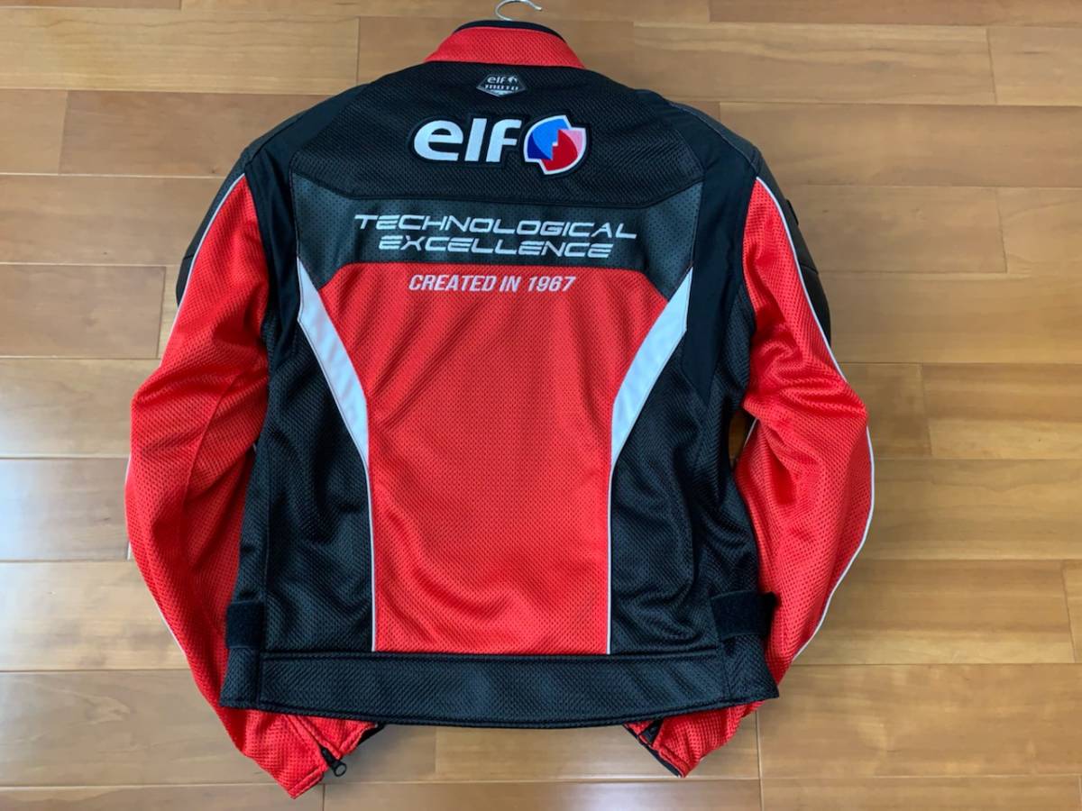elf エルフ パンチング フェイクレザー メッシュジャケット (赤・黒 