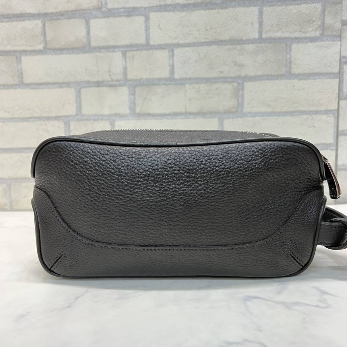 未使用 PELLE MORBIDA ペッレ モルビダ シュリンクレザー セカンドバッグ 牛革 レザー クラッチバッグ ブラウン 茶 本革 メンズ MORBIDA PELLE ペッレモルビダ ショルダーバッグ 袋付き オレンジ