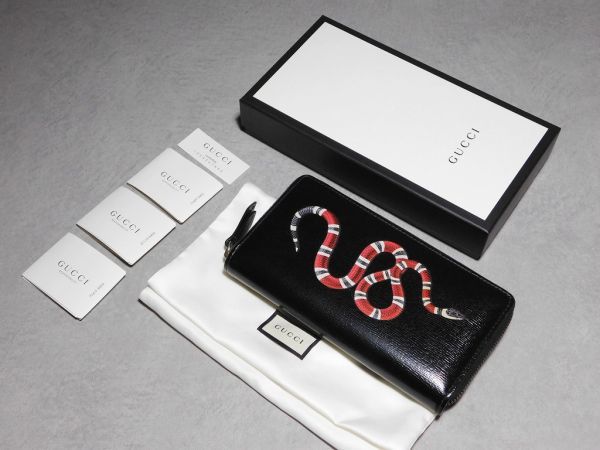 GUCCI グッチ スネーク 長財布 本物 ファスナー ジップアラウンド