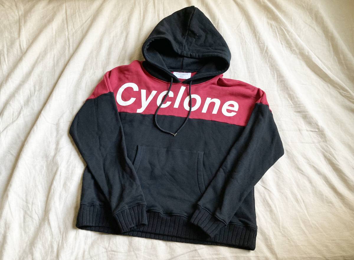 新品 attack the mind 7 アタックザマインド NYC PARIS COMBIPO PARKA コンビカラー プリント プルオーバー コットン パーカー 黒 赤 3 ◇1