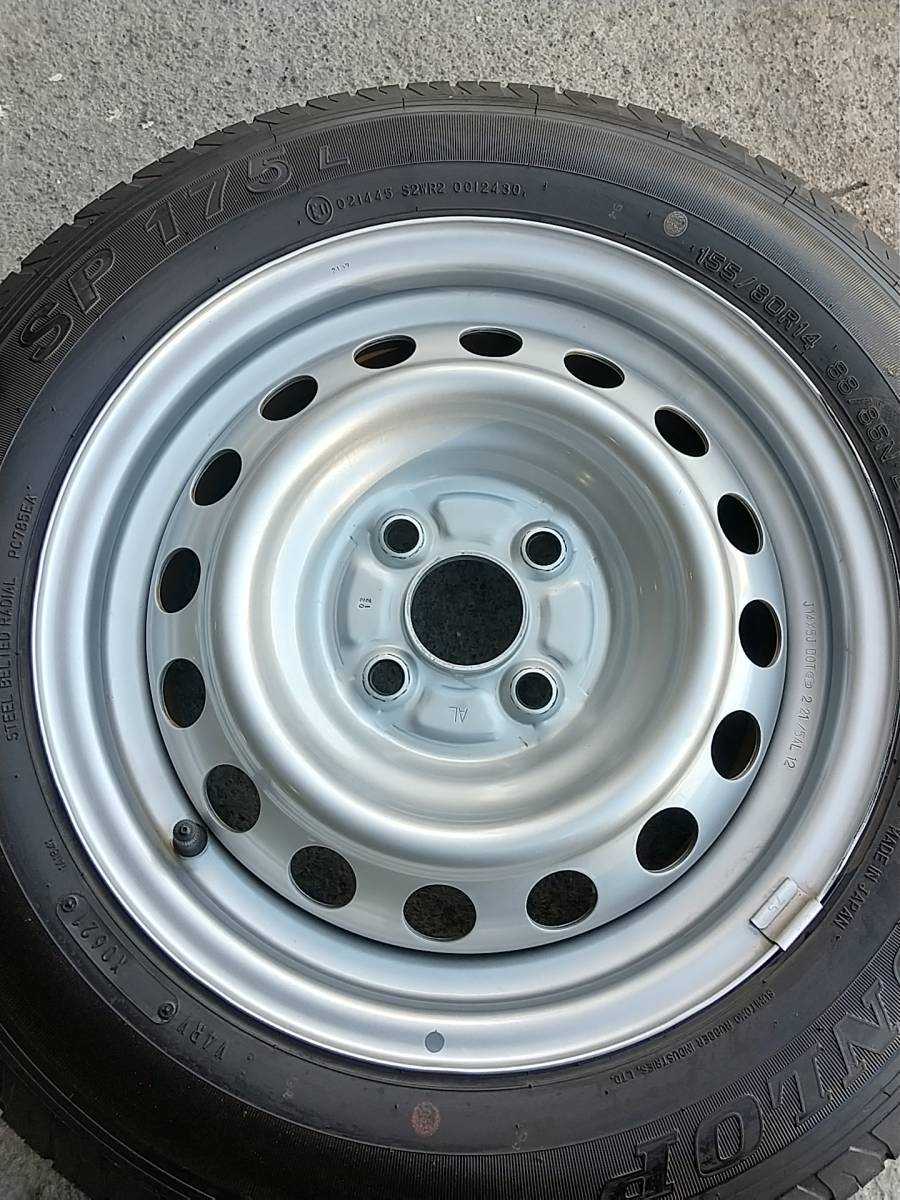 プロボックス純正 155/80R14 88/86N LT バリ山夏タイヤ 80-90%山