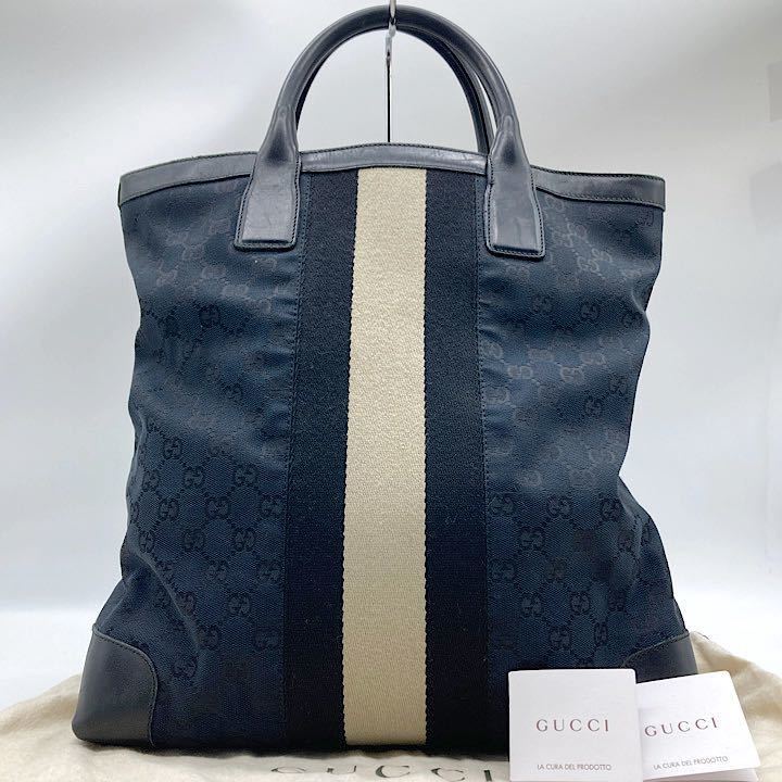  1円スタート 極 覇者の品格 GUCCI グッチ ハンドバック トートバッグ GG レザー キャンバス ブラック 黒 シェリーライン(その他)｜売買されたオークション情報、yahooの商品情報をアーカイブ公 かばん、バッグ
