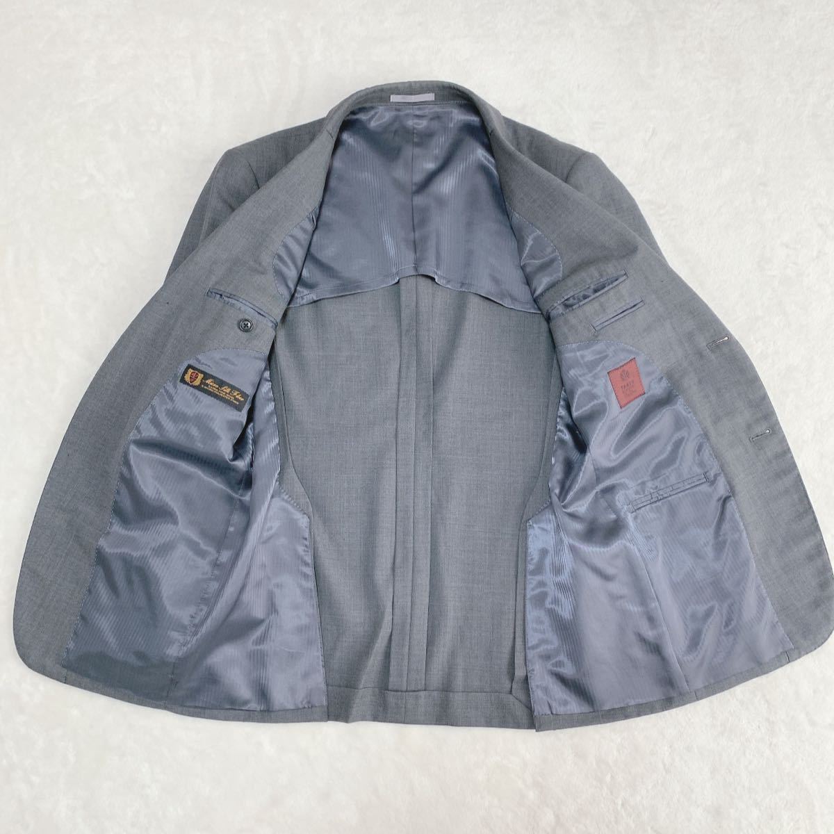 オンラインを販売 希少 極美品 1円 【洗練された逸品】タケオキクチ スリーピーススーツ シルク混セットアップ ジャケット ジレ TAKEO KIKUCHI グレー