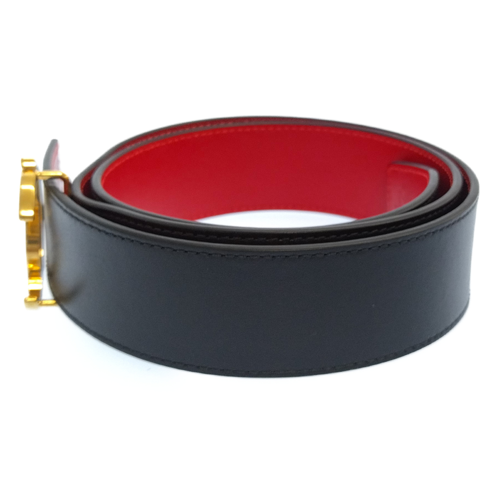 ベルト Christian Louboutin クリスチャンルブタン メンズ CL ロゴ クリスチャン ブラック クロコ型押し エナメルレザー Logo Belt - Rui ボディ