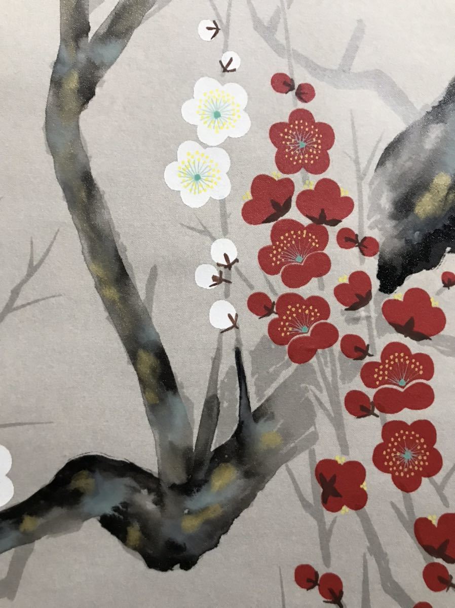 花鳥図 うぐいす 梅日本画 日本画 色紙 鳥と植物 色紙絵 梅と鴬 2月