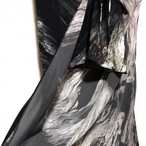 美品 ヘルムートラング ノースリーブワンピース 黒 柄 ヘルムートラング Helmut Lang サイズ2 S - 黒×アイボリー×マルチ
