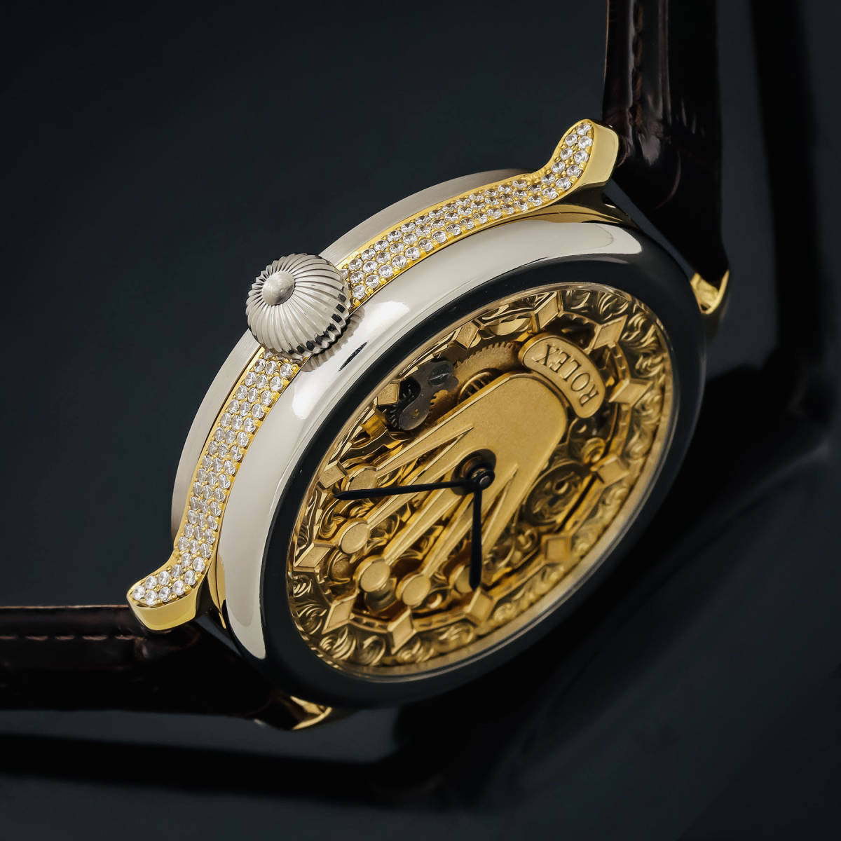 ランゲ ゾーネ A Lange Sohne アンティーク スケルトン ブランド メンズ ヴィンテージ 手巻 腕時計 豪華彫金 高級 販売 A Lange