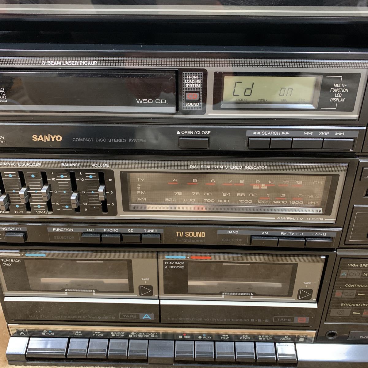 SANYO サンヨー レトロ ミニコンポ レコードステレオ DCR-W50CD ターン