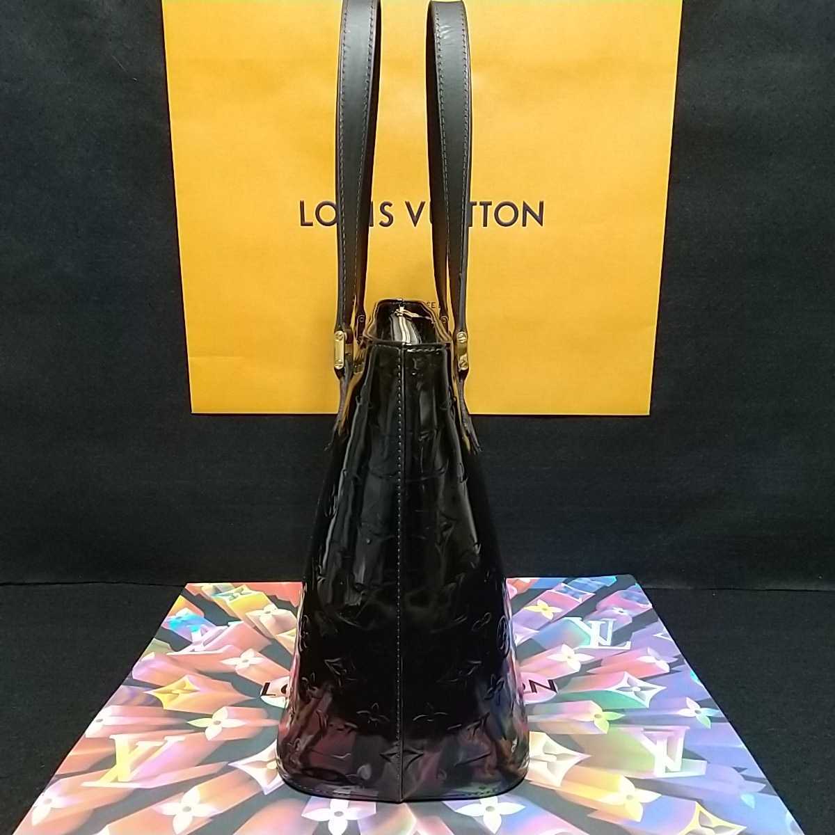 ルイヴィトン モノグラム ハンドバッグ ブラック ヴェルニ ヒューストン 1円～VI0969 美品☆正規品 LOUIS VUITTON ルイ ヴィトン モノグラム