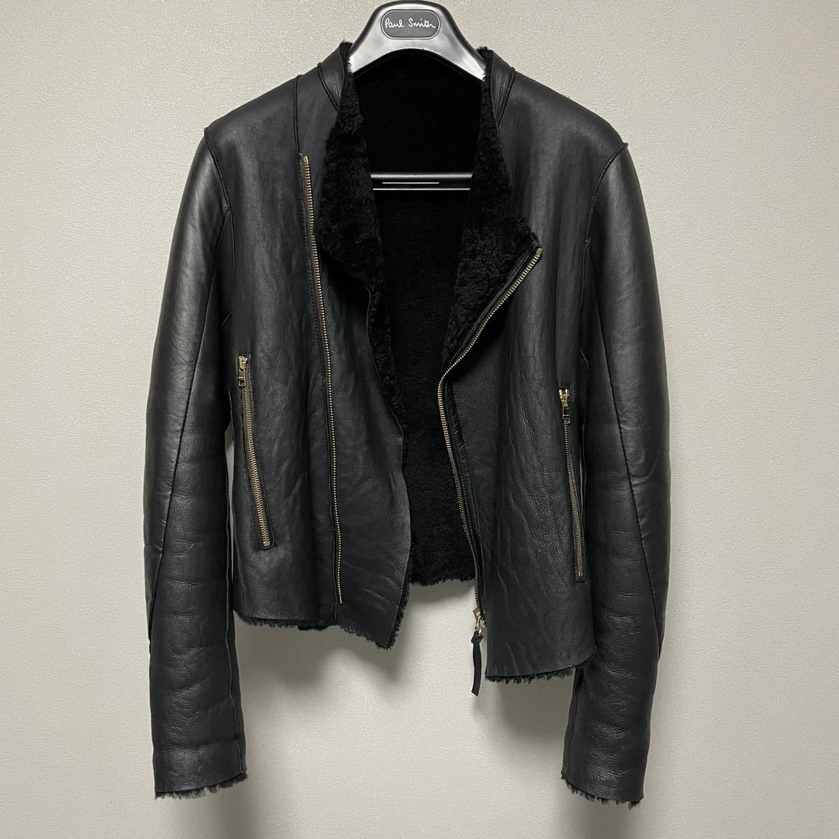 超希少】ポールスミス 12FW リアルムートンライダース ブラック S 