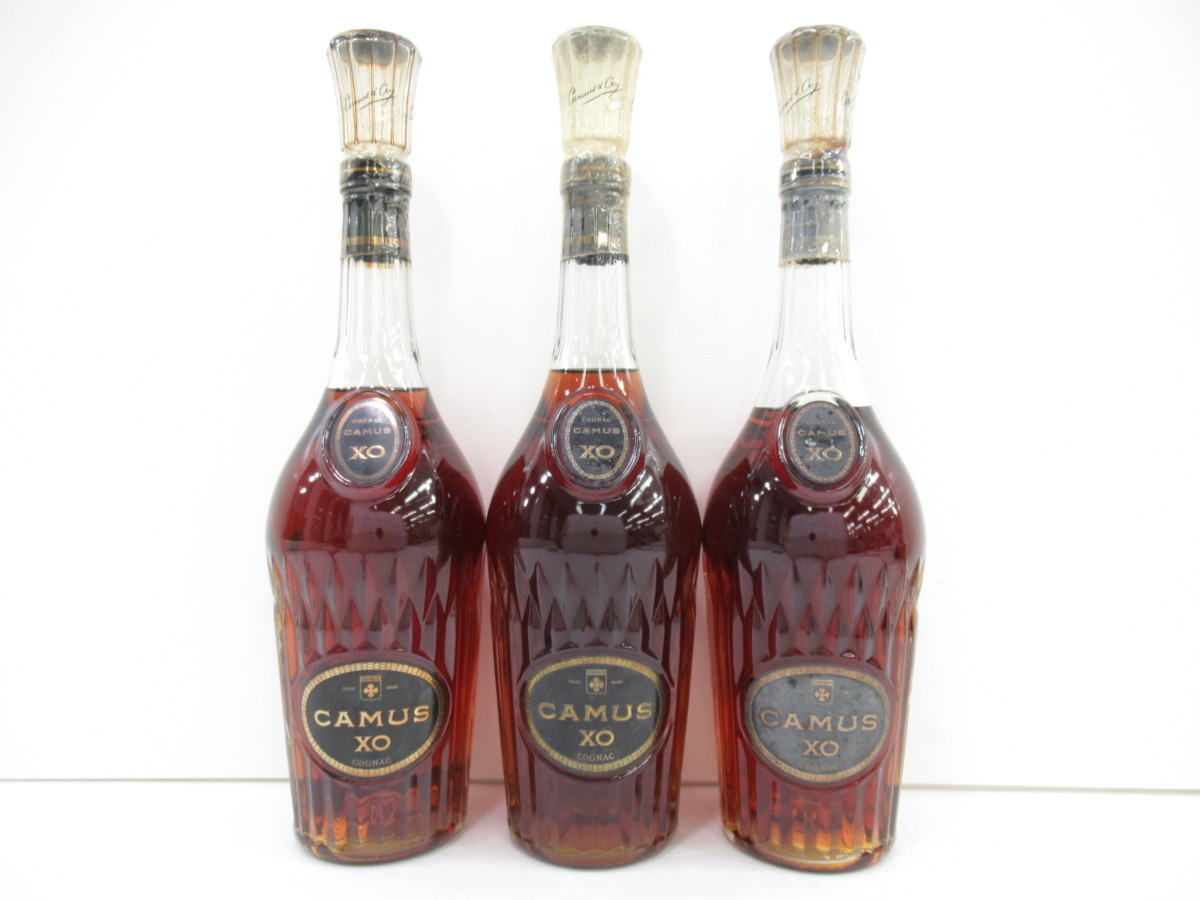 新品特売 古酒 3本セット CAMUS カミュ XO ロングネック COGNAC BRANDY