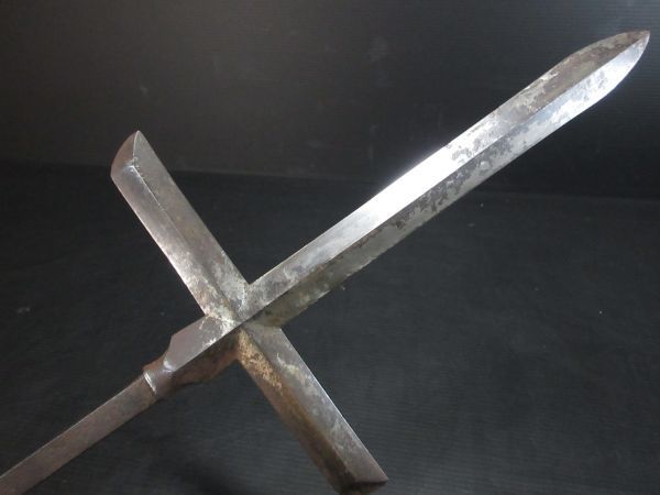 99 時代武具 十文字槍 兼□ 被せ付き 刃長26㎝ 横幅16.5㎝ 茎30㎝ 元幅