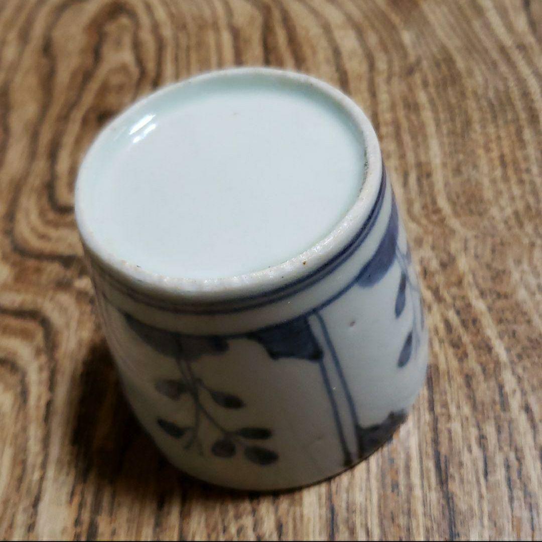 ☆美品☆無傷完品 古伊万里 染付 猪口 輪線 江戸時代 骨董品 そば猪口