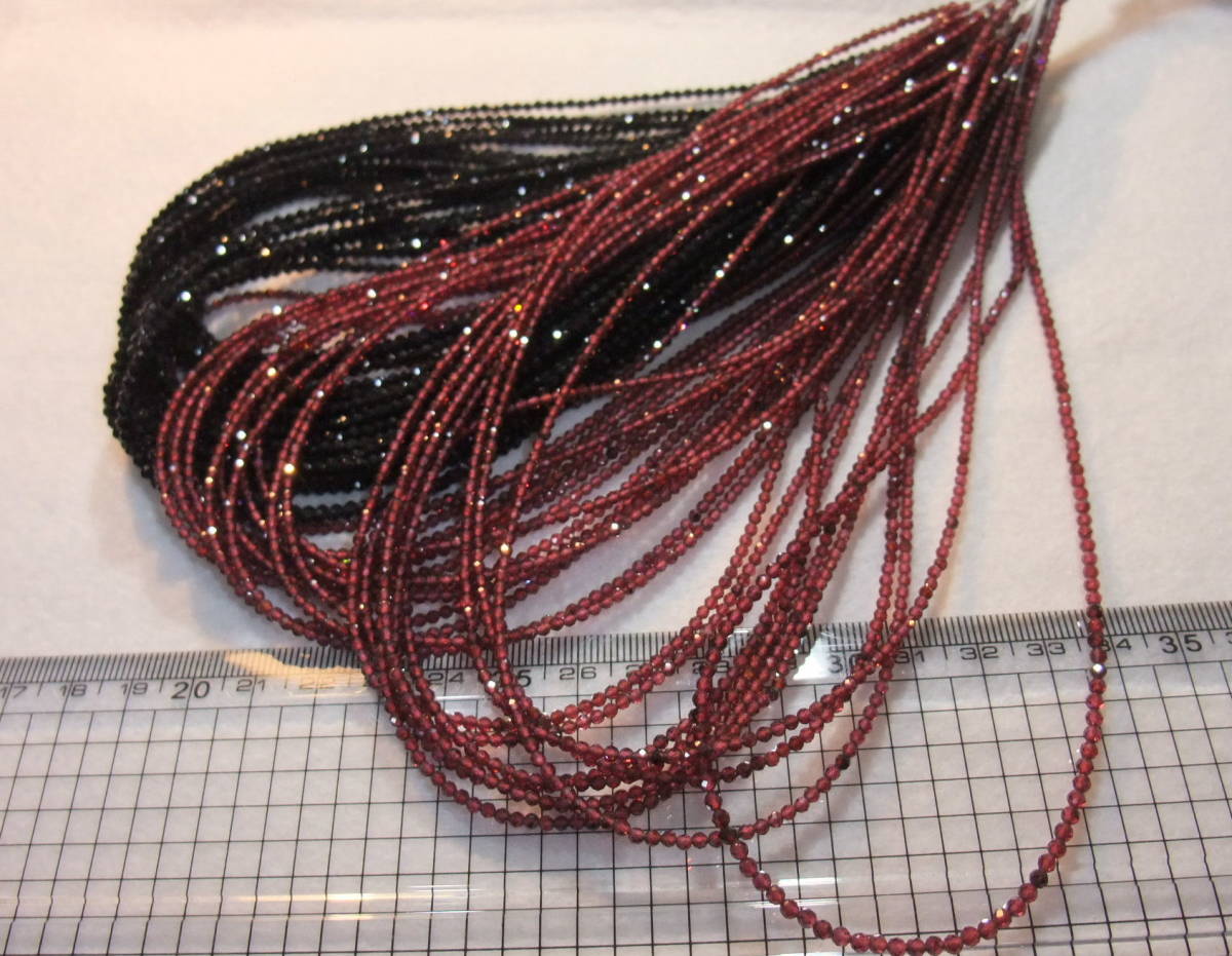 新作登場，2026 画像現物 極上カットワイヤー通し ロードライトガーネットgarnet25本&ブラックスピネルblackspinel25本連材計50本セットまとめて色々同梱可(ガーネット)｜売買されたオークション情報、yahooの ガーネット
