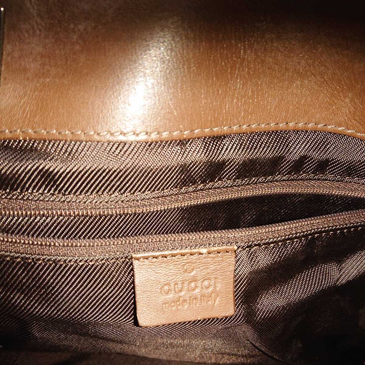 ジャンク品 GUCCI ショルダーバッグ ブラック キャンバス レザー