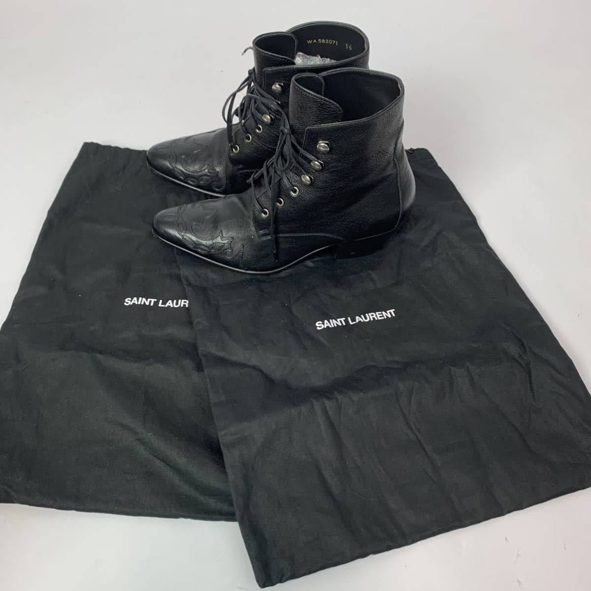 美品 SAINT LAURENT サンローラン ショートブーツ レースアップ 美品 SAINT LAURENT サンローラン ショートブーツ レースアップ