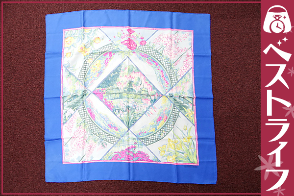 1円 本物 エルメス カレ GIVERNY ジベルニー シルク スカーフ