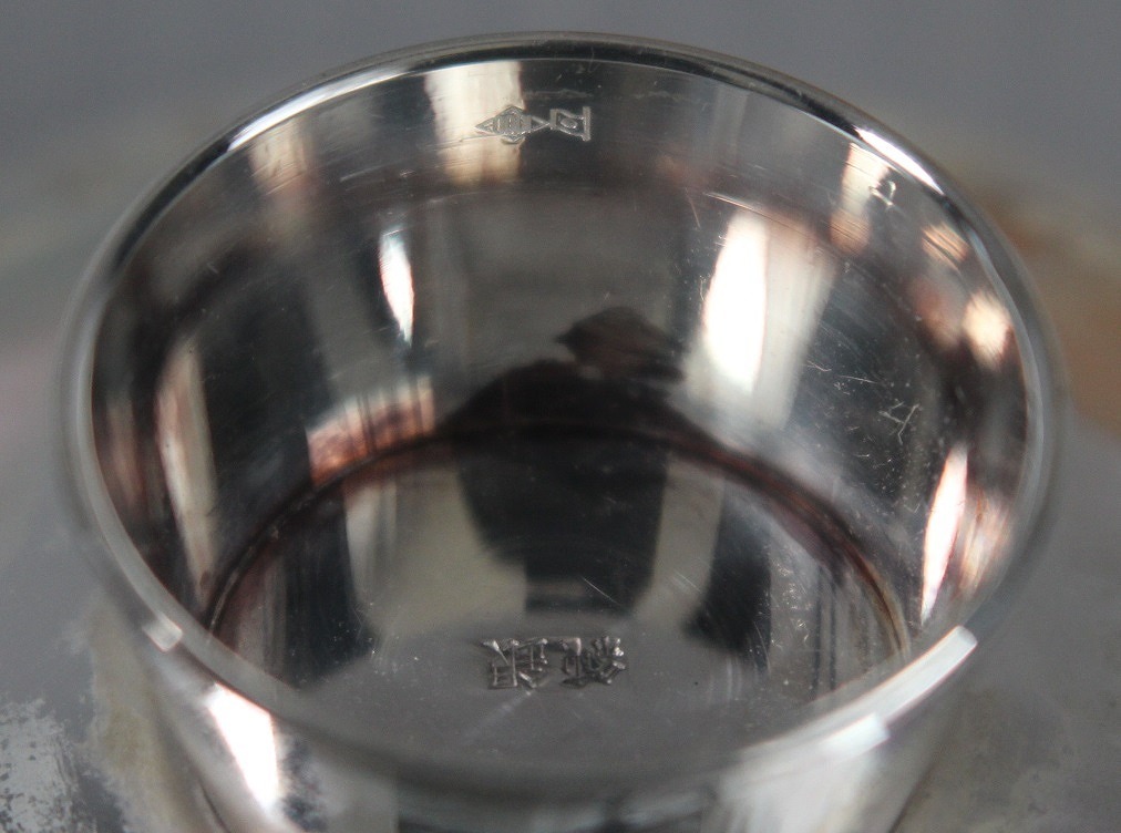 純銀製 純銀盃 外径7.5cm 重47g 純銀刻印・純銀杯 酒器 永年勤続表彰 