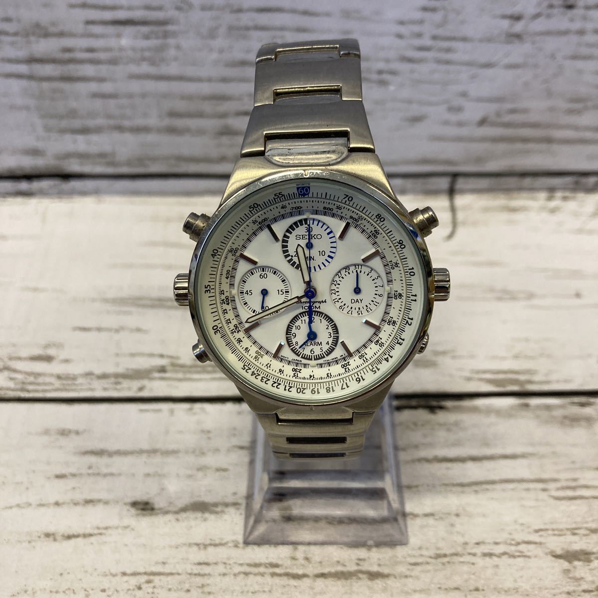 e060 SEIKO クロノグラフ 100M 7T34-0AA0 ジャンク品 【公式通販】