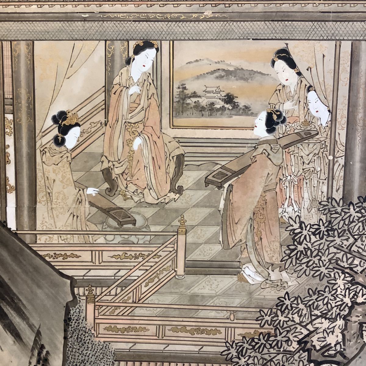 E10) 名家コレクション 屏風 中国人物図 唐人物図 六曲一双 古画 屏風