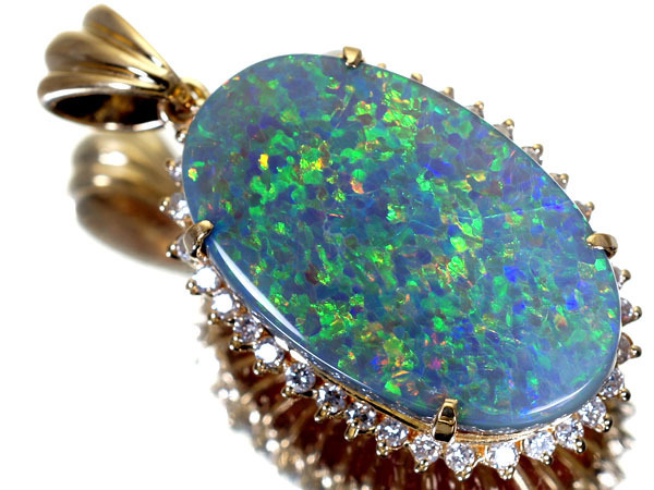 1円～【ジュエリー極】超希少品！超特大天然ブラックオパール13.25ct＆