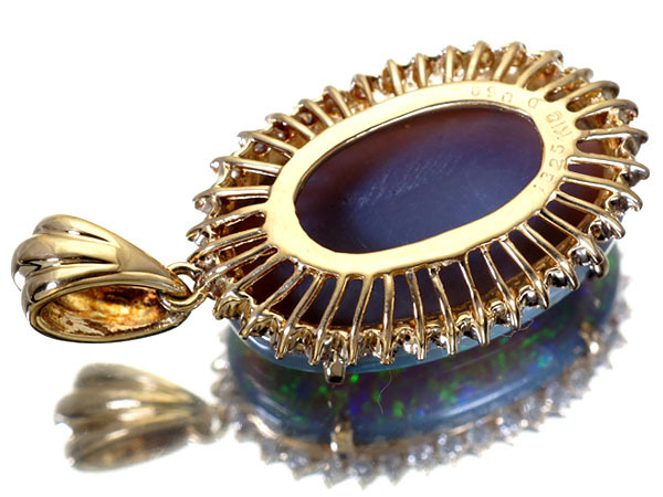 1円～【ジュエリー極】超希少品！超特大天然ブラックオパール13.25ct＆