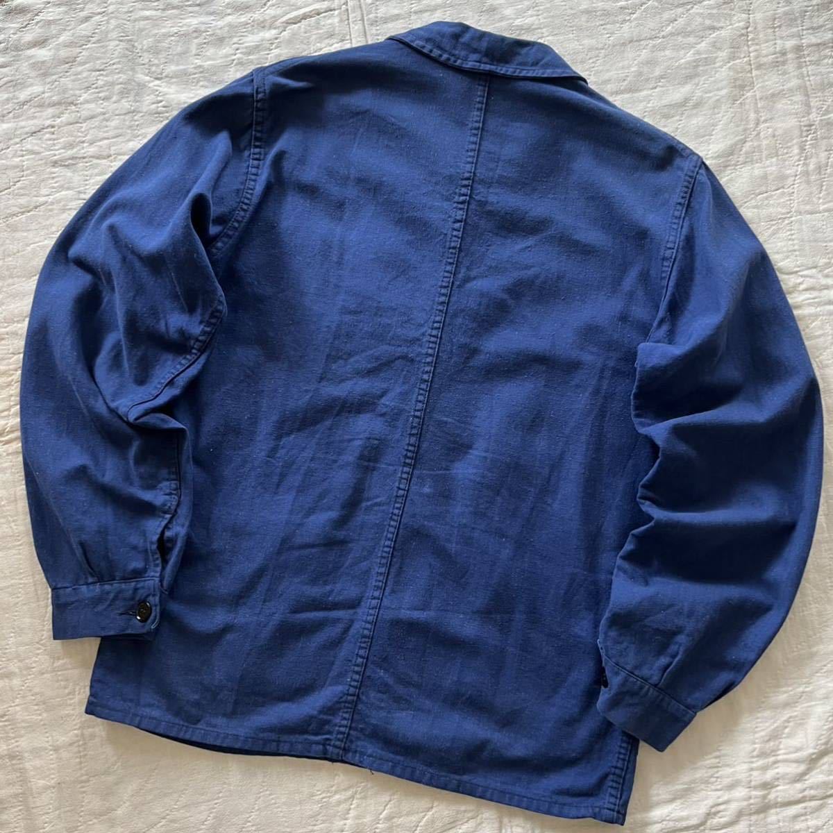 40s 50s French vintage コットンツイル vポケ フレンチ VINTAGE