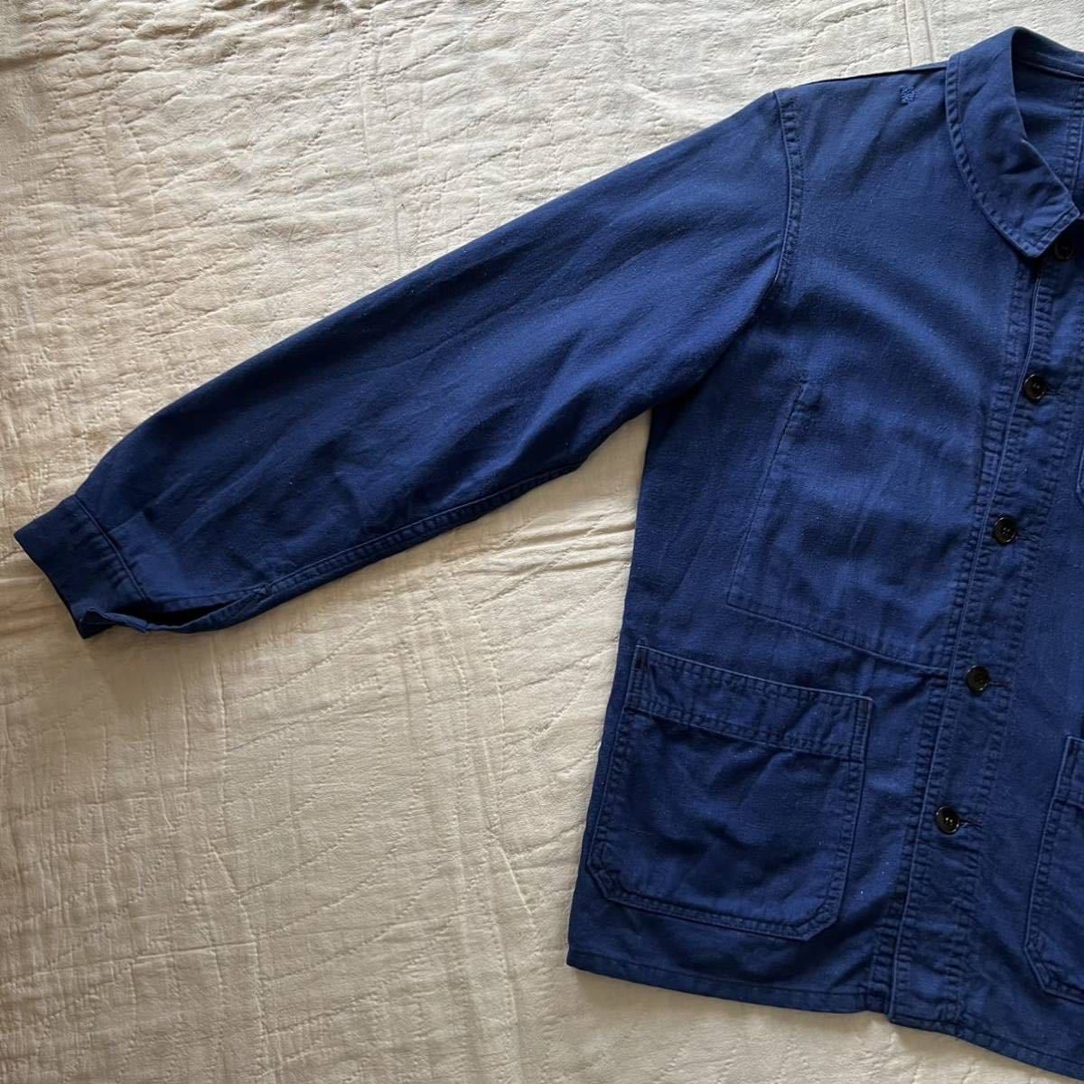 40s 50s French vintage コットンツイル vポケ フレンチ VINTAGE