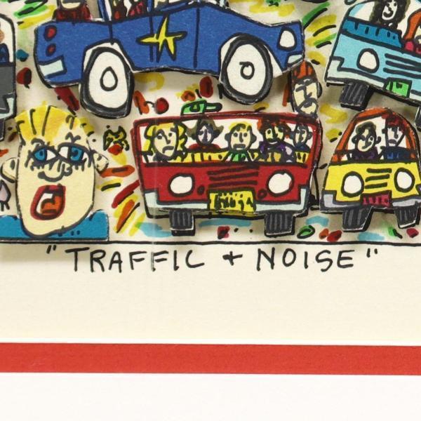 ジェームスリジィ 直筆サイン入3DシルクスクリーンTraffic noise 真作】【WISH】ジェームス・リジィ James Rizzi「TRAFFIC+NOISE」3D