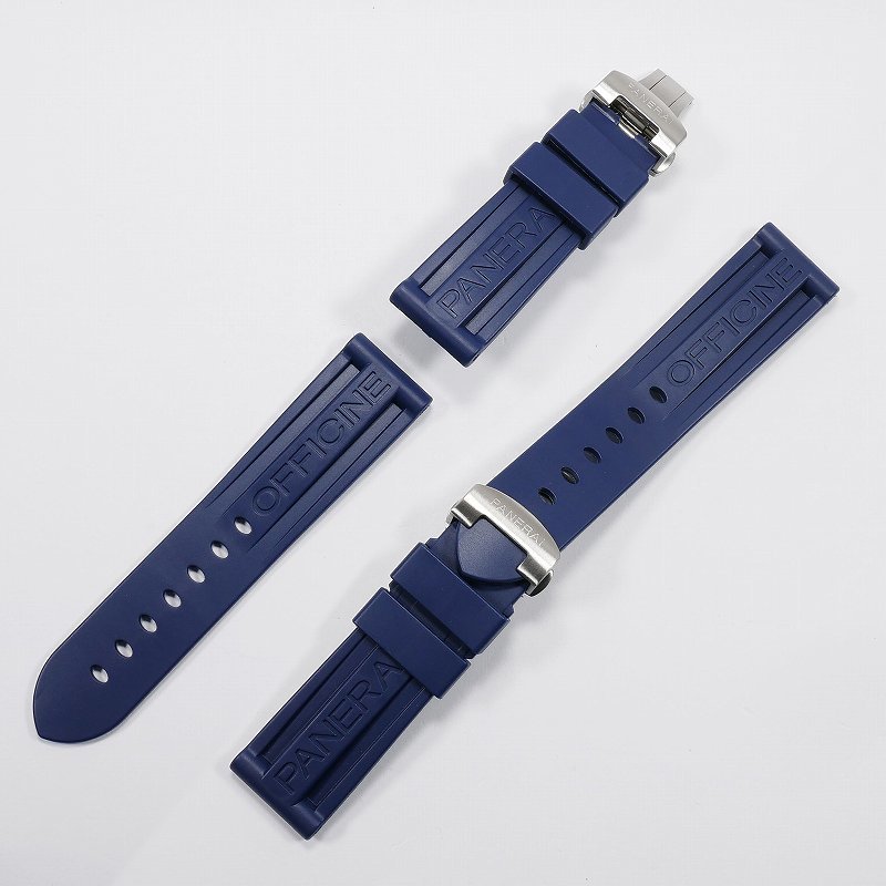 パネライ/PANERAI用 互換ラバーベルト 24mm Dバックル付き ネイビー