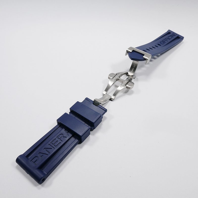 パネライ/PANERAI用 互換ラバーベルト 24mm Dバックル付き ネイビー