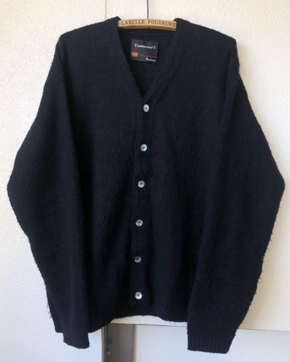 TOWN CRAFT タウンクラフト モヘアカーディガン ブラック サイズXL