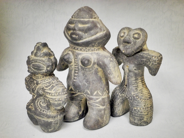 遮光器土偶 11cm 山形土偶 16cm ハート形土偶 13cm 3個組 亀ヶ岡遺跡