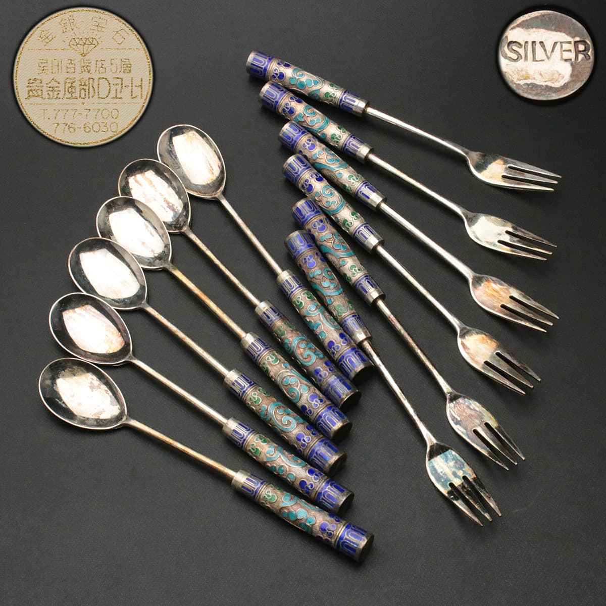 新品未使用品　韓国　七宝　銀製スプーンとフォーク　ag700 新品未使用品韓国七宝銀製スプーンとフォークag700 新品！韓国 七宝