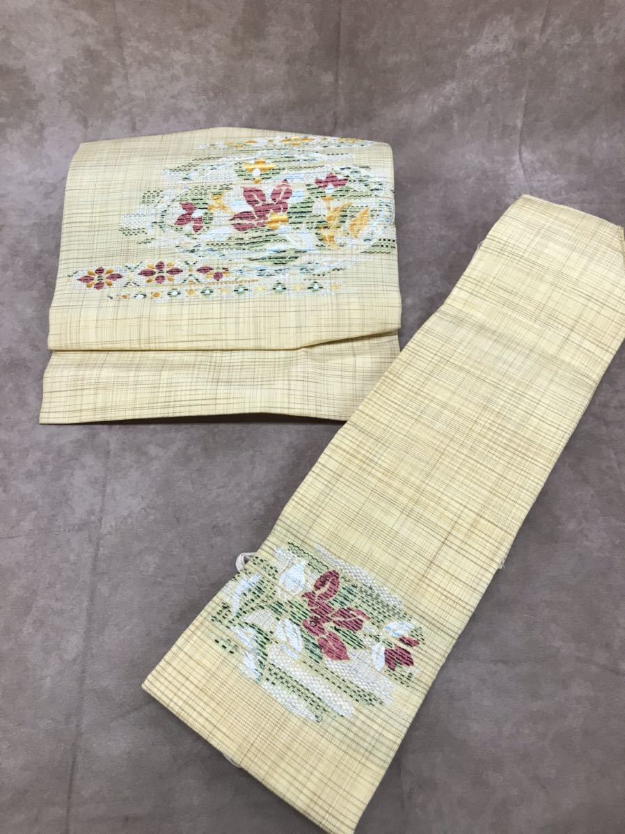 花柄刺繍 付け帯 （ピンク系 付け帯・作り帯 っぽい 花柄刺繍）