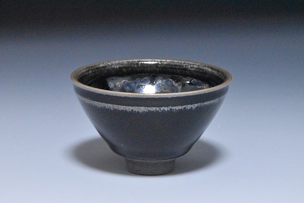 □特別出品□ 08186u 久世仁之 靑亭 黒辰 天目 窯変 曜変 曜変天目 杯