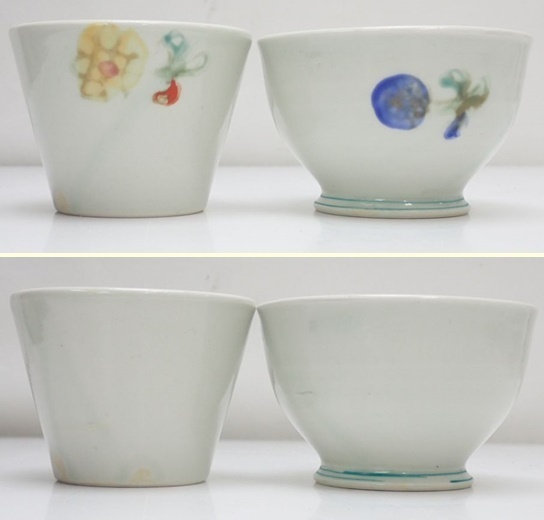 ☆美品 伊藤聡信 食器 4点セット 陶磁器/色絵/花柄/湯呑/汲出/碗/小鉢