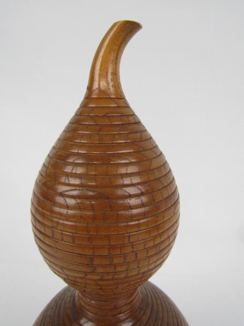 ◇置物 酒器 欅製 浮月挽 細密細工 名工 光月作 瓢箪◇(木工、竹工芸