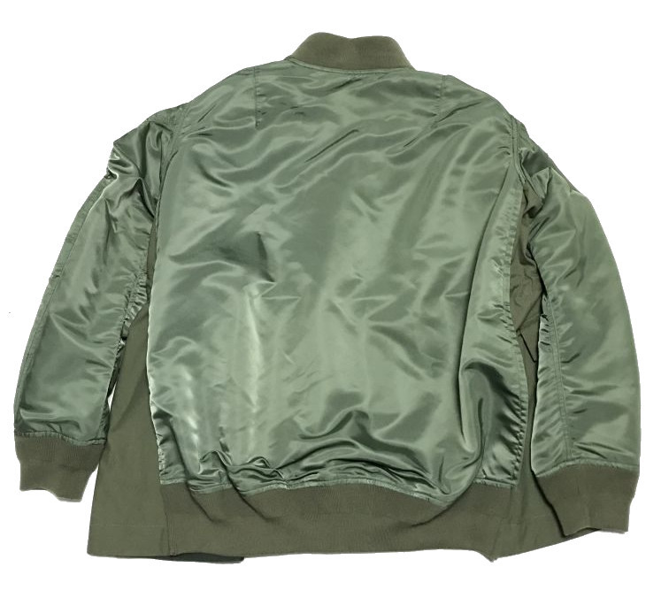 SACAI 21AW ポケット切り替え MA-1 カーキ 2 新品 オーバーサイズ 男女