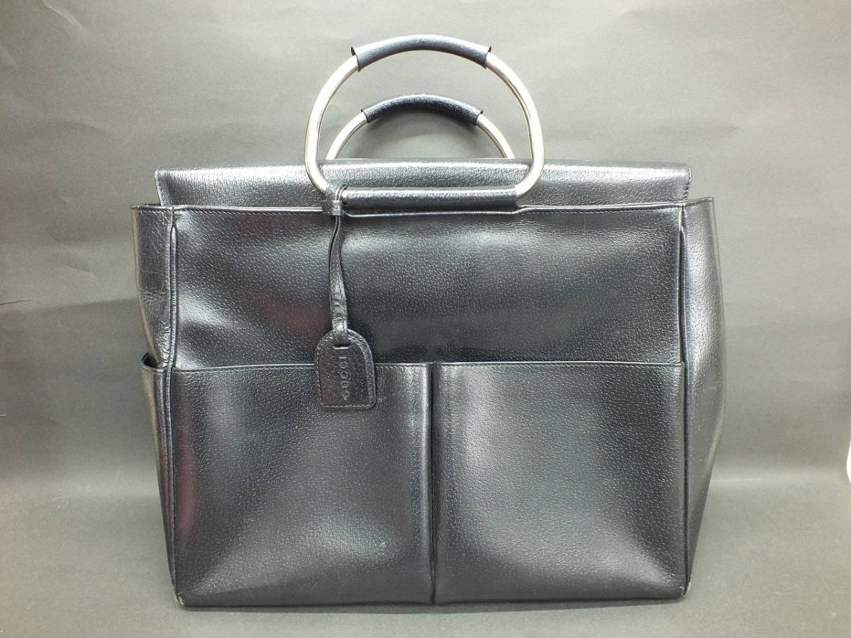 〇GUCCI グッチ 002 3754 0313 ブラック/黒 レザー シルバー金具