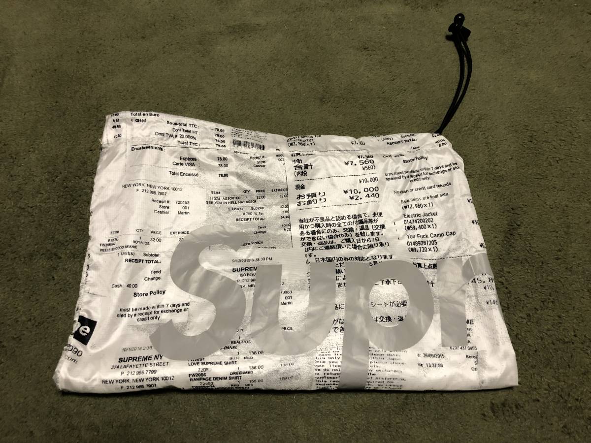 美品 20FW Supreme シュプリーム Hooded Down Jacket Receipts 