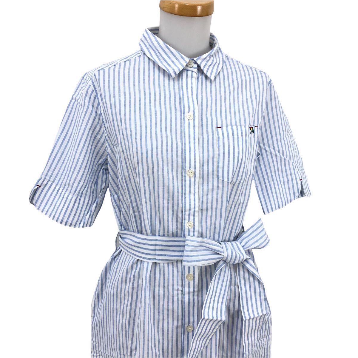 Nm015 品 Arnold Palmer Classic Style アーノルドパーマー ストライプ 柄 シャツワンピース ワンピ 半袖 麻混 綿 水色 2 自宅保管品 女性用 売買されたオークション情報 Yahooの商品情報をアーカイブ公開 オークファン Aucfan Com