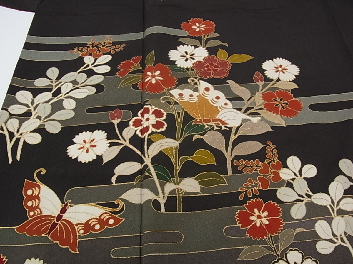 平和屋着物▽訪問着　単衣　駒刺繍　草花文　暈し染め　金彩　正絹　逸品　AABH9813jh 楽天市場】平和屋着物○訪問着 駒刺繍 霞藤花文 暈し染め 金彩 正絹