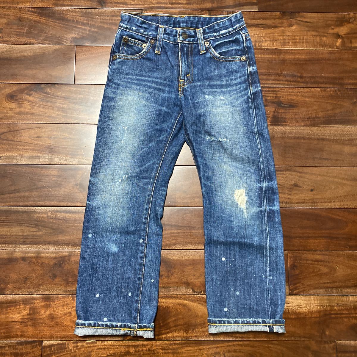 リーバイス 赤耳 クラッシュデニム リペア加工ビンテージ加工 キッズ 