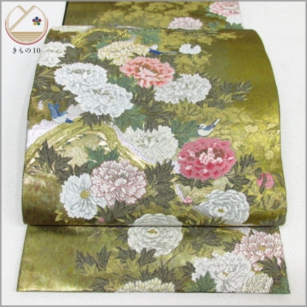 【HOT，セール】 着物10 1円 絹 袋帯 野鳥 牡丹 花園 六通柄 長さ452cm 同梱可(仕立て上がり)｜売買されたオークション情報、yahooの商品情報をアーカイブ公開 - オークファン 仕立て上がり
