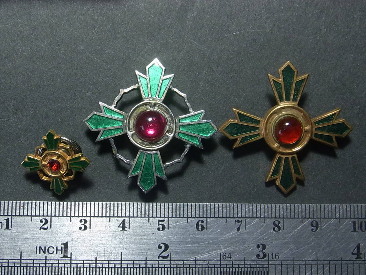 □交通栄誉章 緑十字銅章略章 金製 K18 銀章 銅章 3点/18金 SILVER  