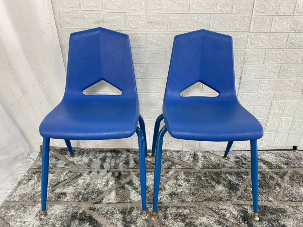 【HOT，新作登場】 アメリカ家具　スタッキングチェア 2脚セット アメリカンスクール スクールチェア 椅子 (180)☆IC23CK-U