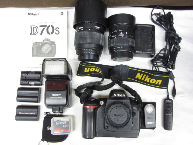 3D373EC◎NIKON ニコン デジタル一眼レフカメラ D70S/スピードライト SB-600/TAMRON・SIGMA レンズ付き◎中古