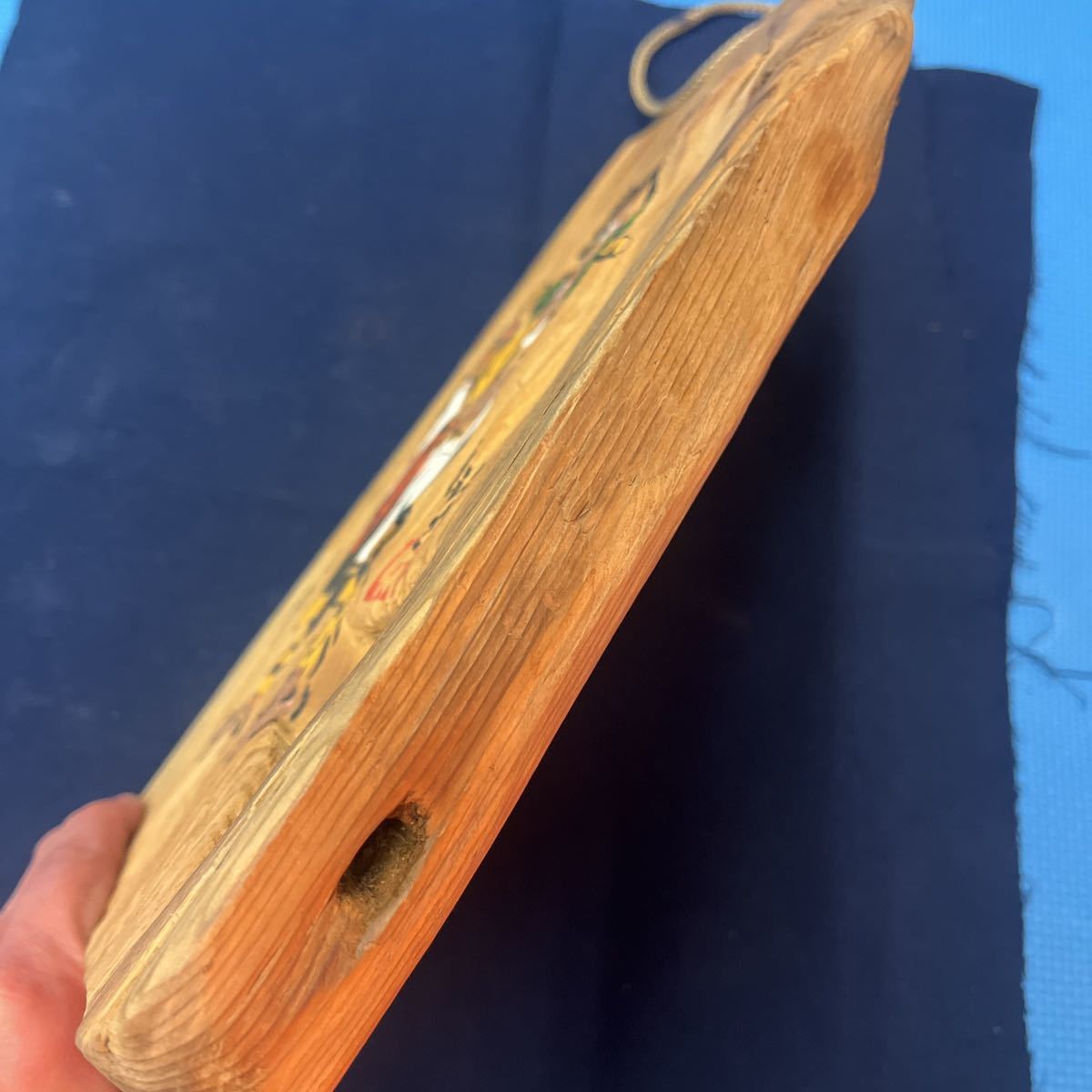 大津絵 舟板 古材 竹山銘 看板 肉筆 高さ65cm 郷土美術 仏教美術 魔