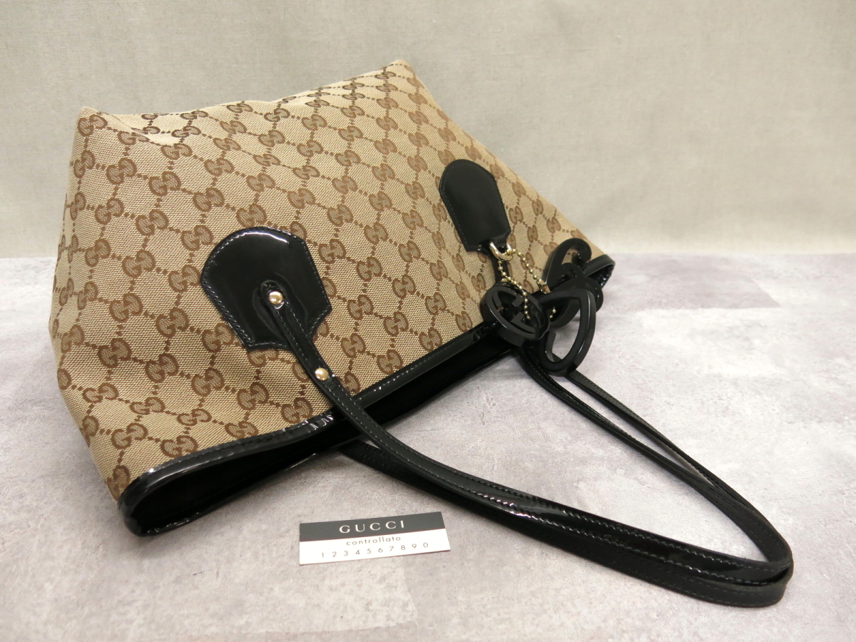 ○超美品○GUCCI グッチ○ジョリー○GGキャンバス パテント レザー 本 